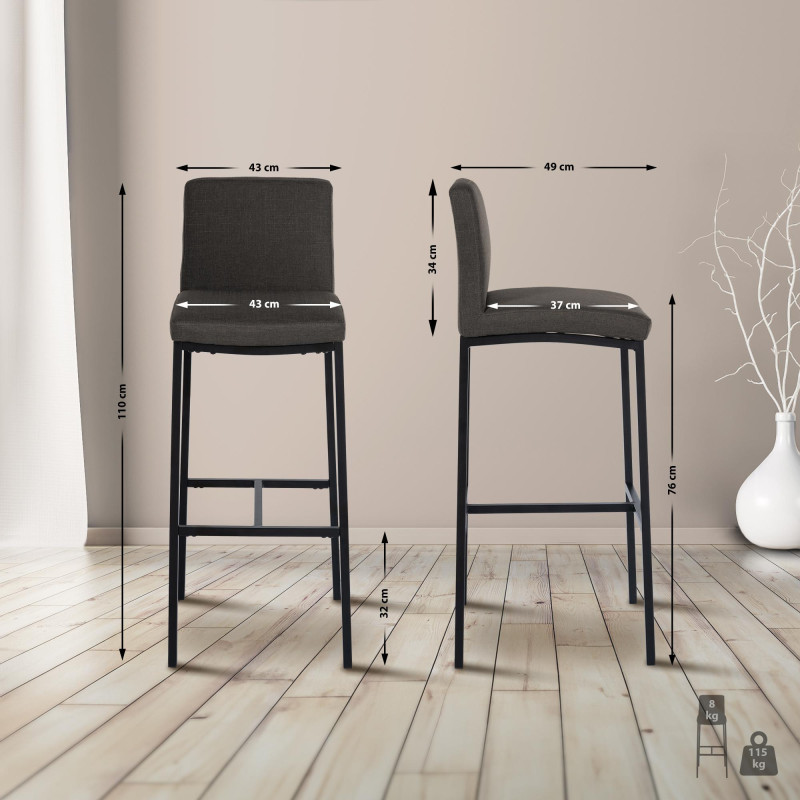 Tabouret de bar Freeport tissu B gris foncé
