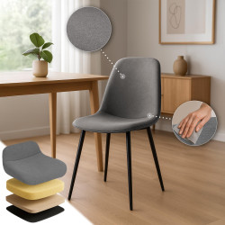 Chaise de salle à manger Maryam en tissu gris clair
