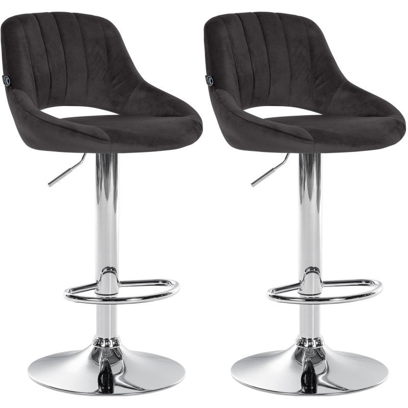 Lot de 2 tabourets de bar Milet velours C noir