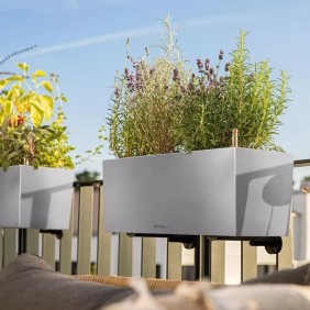 Pot de fleur LECHUZA Balconera Steel 50, gris perle satiné