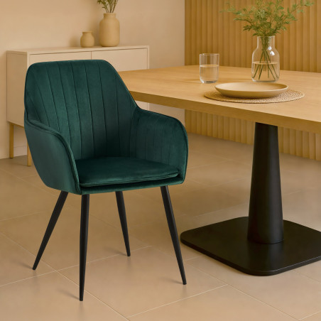 Chaise de salle à manger Cheryl velours noir vert