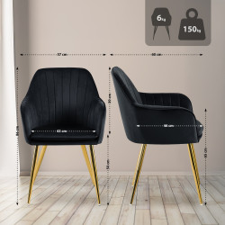 Chaise de salle à manger Cheryl velours doré noir