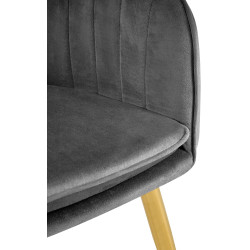 Chaise de salle à manger Cheryl velours doré gris foncé