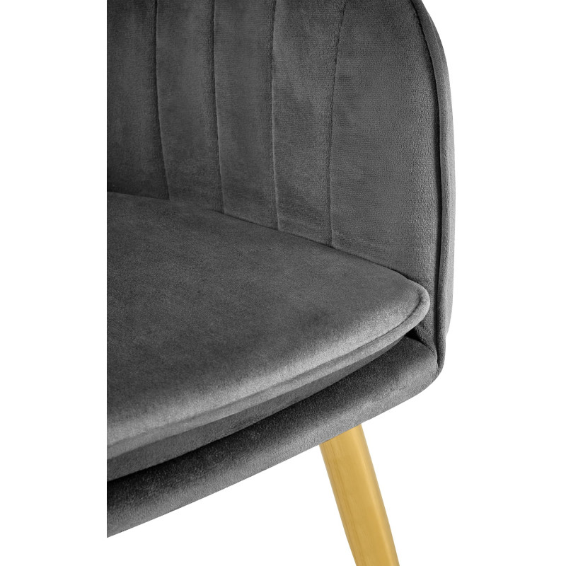 Chaise de salle à manger Cheryl, velours, or/gris foncé