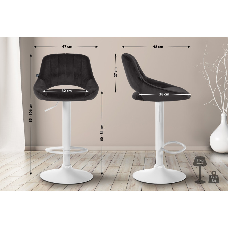 Lot de 2 tabourets de bar Milet velours W noir