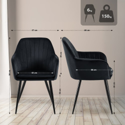 Chaise de salle à manger Cheryl en velours noir