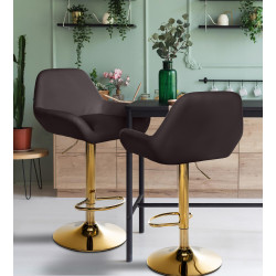 Tabouret de bar Braga Gold simili cuir brun