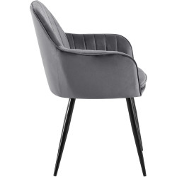 Chaise de salle à manger Cheryl en velours noir gris foncé