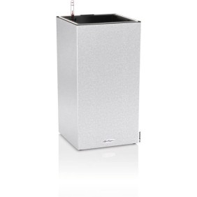 Pot de fleur LECHUZA Canto Stone Colonne 30 - kit complet LED, blanc quartz