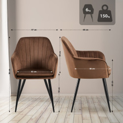 Chaise de salle à manger Cheryl en velours noir marron