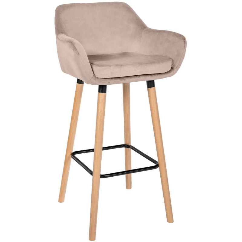 Tabouret de bar Grant en velours gris clair