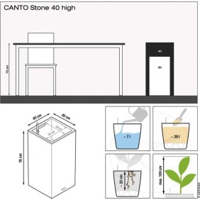 Pot de fleur - LEC - Canto Stone Colonne 40 - Résistant aux intempéries - Gris pierre