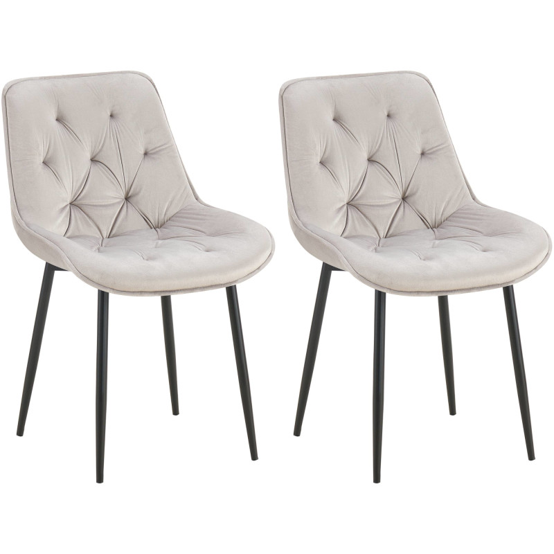 Lot de 2 chaises de salle à manger Wallace en velours gris