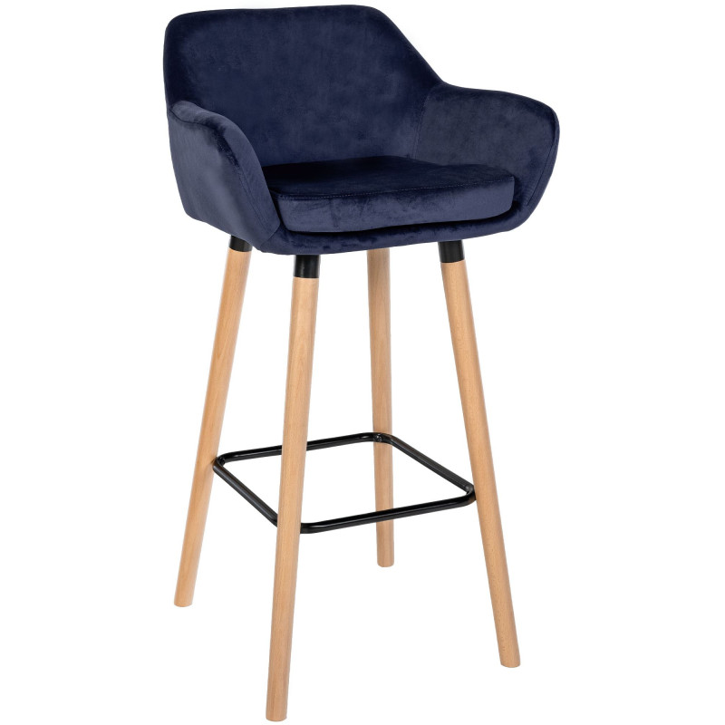 Tabouret de bar Grant en velours bleu foncé