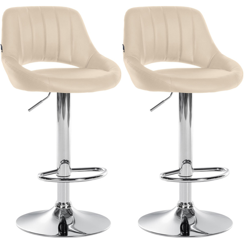 Lot de 2 tabourets de bar Milet en cuir artificiel C crème