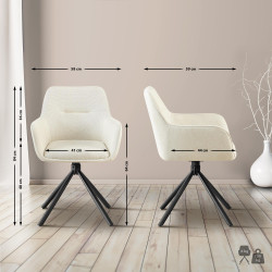 Lot de 2 chaises Tipton en tissu crème
