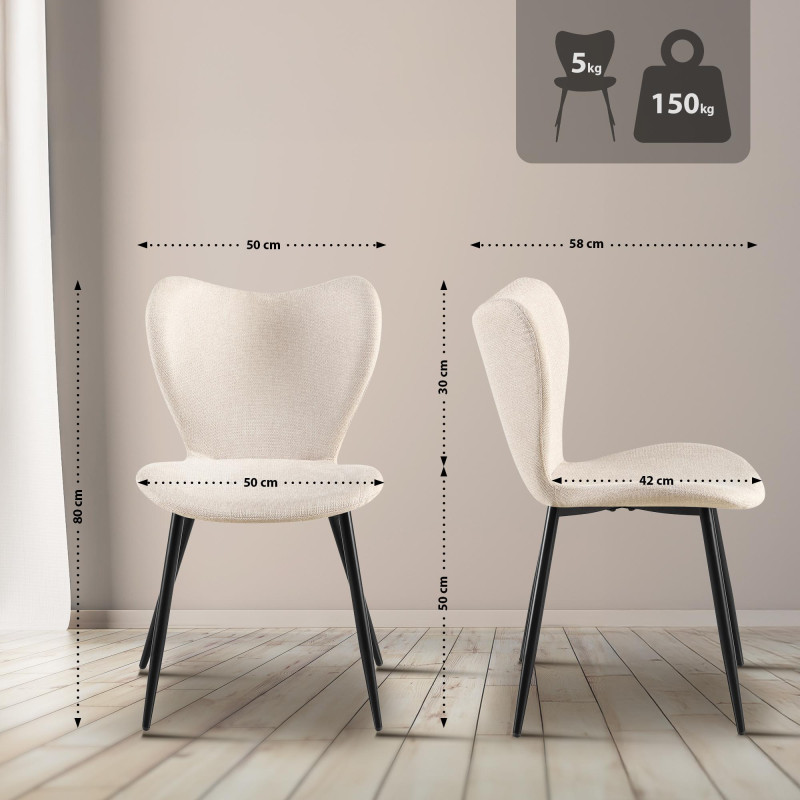 Chaise de salle à manger Maika en tissu crème