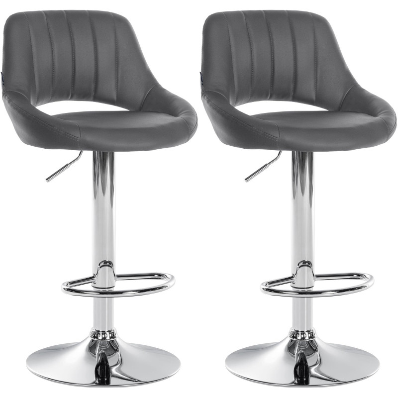 Lot de 2 tabourets de bar Milet en cuir artificiel C gris