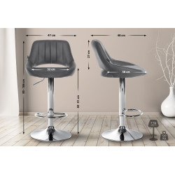 Lot de 2 tabourets de bar Milet en cuir artificiel C gris