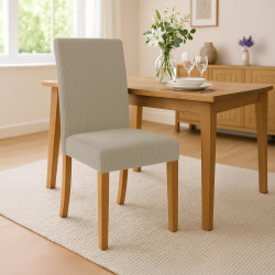 Chaise de salle à manger Ina Cord marron clair antique