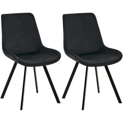 Ensemble de 2 chaises de salle à manger Lewes en velours noir