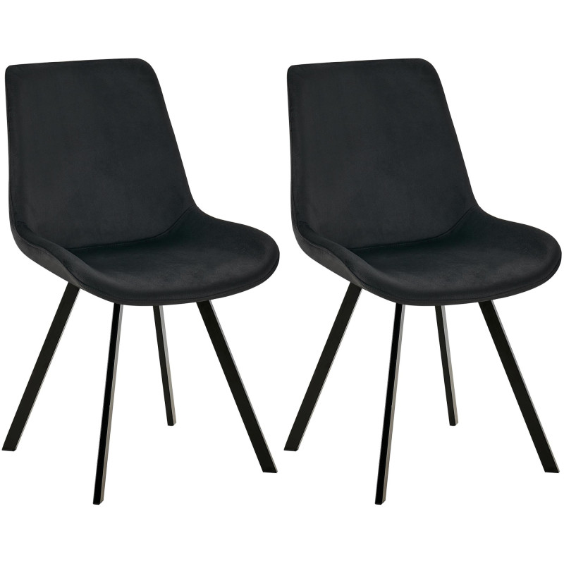 Lot de 2 chaises de salle à manger Lewes en velours noir