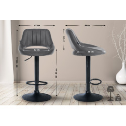 Lot de 2 tabourets de bar Milet en cuir artificiel B gris