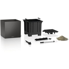 Pot de fleur LECHUZA Canto Premium Cube 40 - kit complet LED, anthracite métallisé