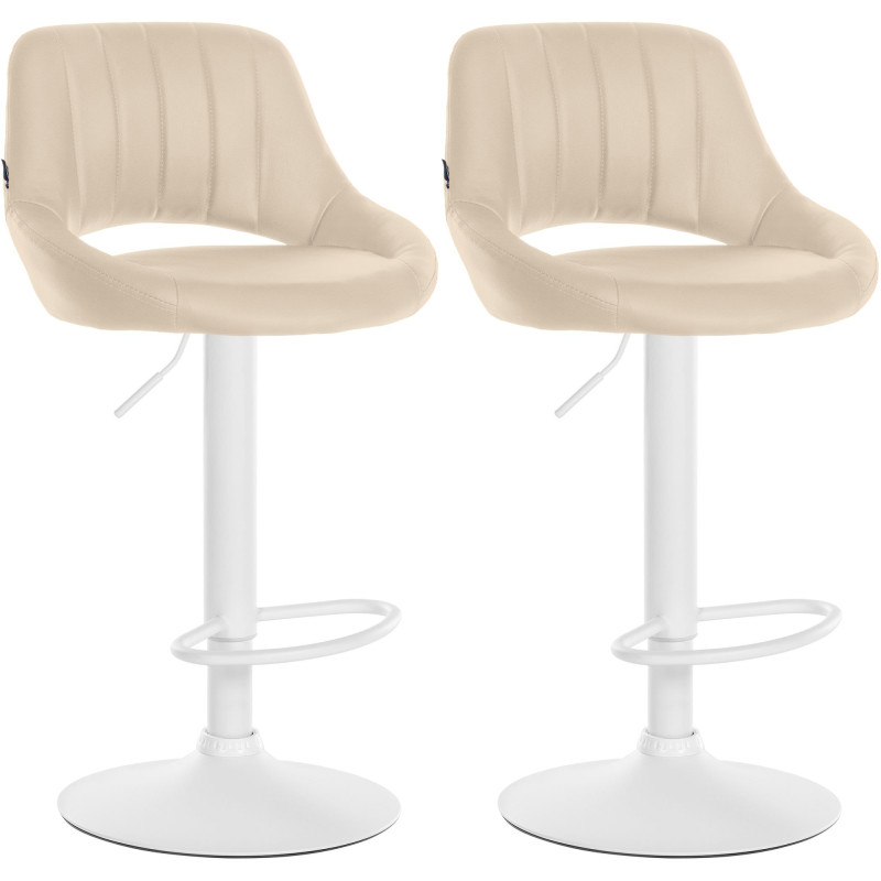 Lot de 2 tabourets de bar Milet en cuir artificiel W crème