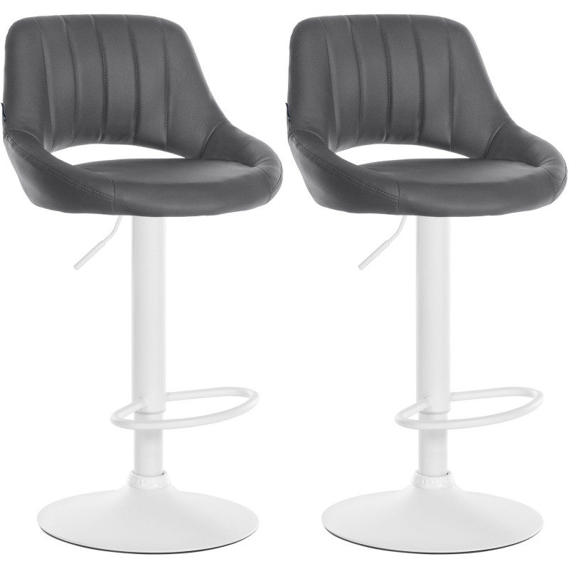 Lot de 2 tabourets de bar Milet en cuir artificiel W gris