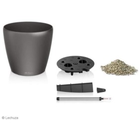 Pot de fleur LECHUZA Classico Premium 60 - kit complet, argent métallisé