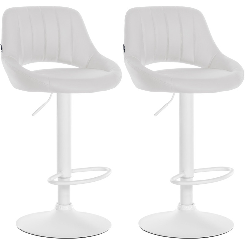 Lot de 2 tabourets de bar Milet en cuir artificiel W blanc