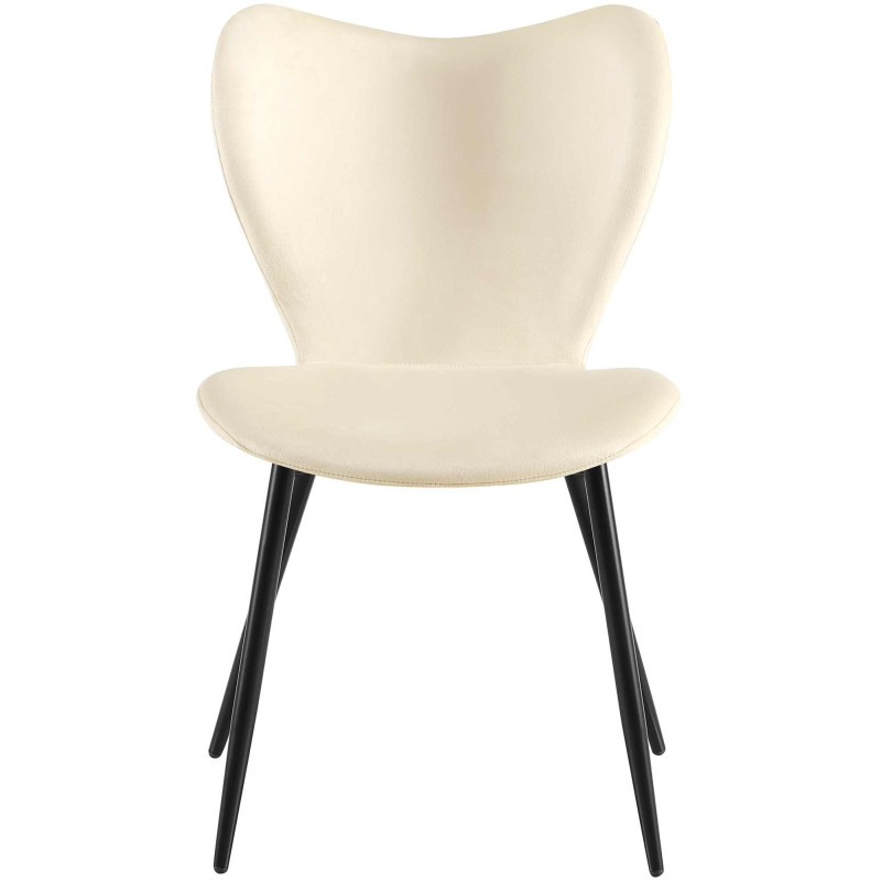 Chaise de salle à manger Maika, velours, crème