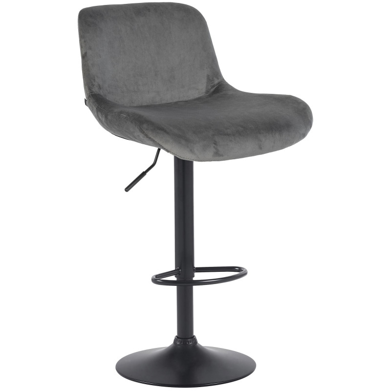 Tabouret de bar Solon en velours gris foncé