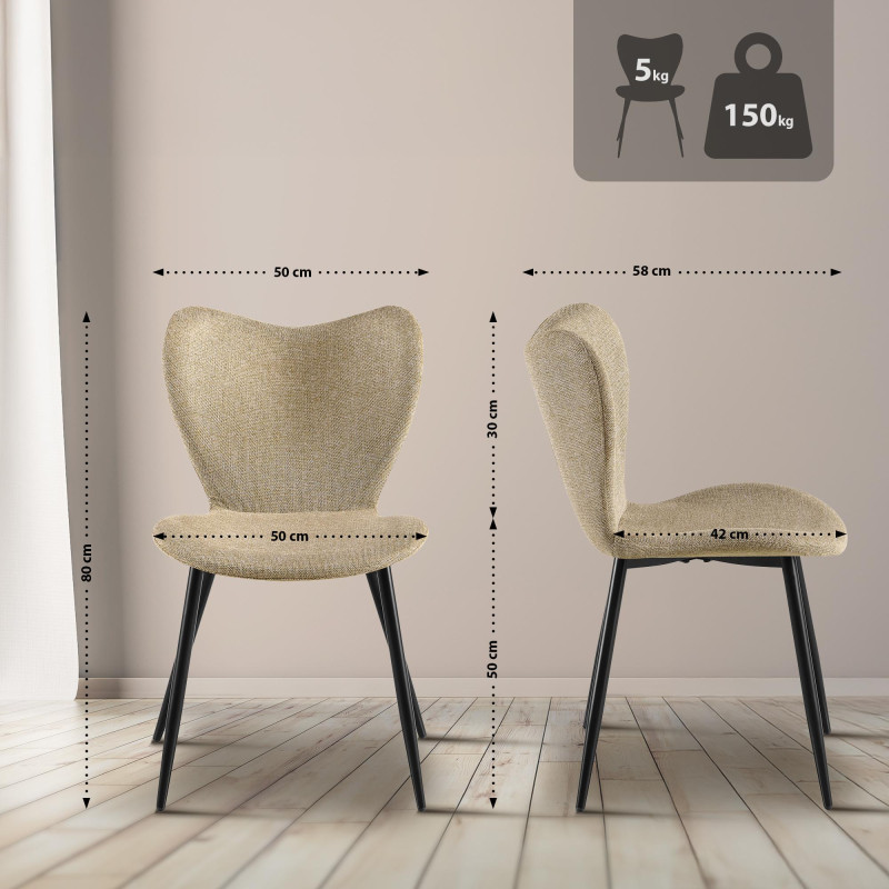 Chaise de salle à manger Maika en tissu taupe