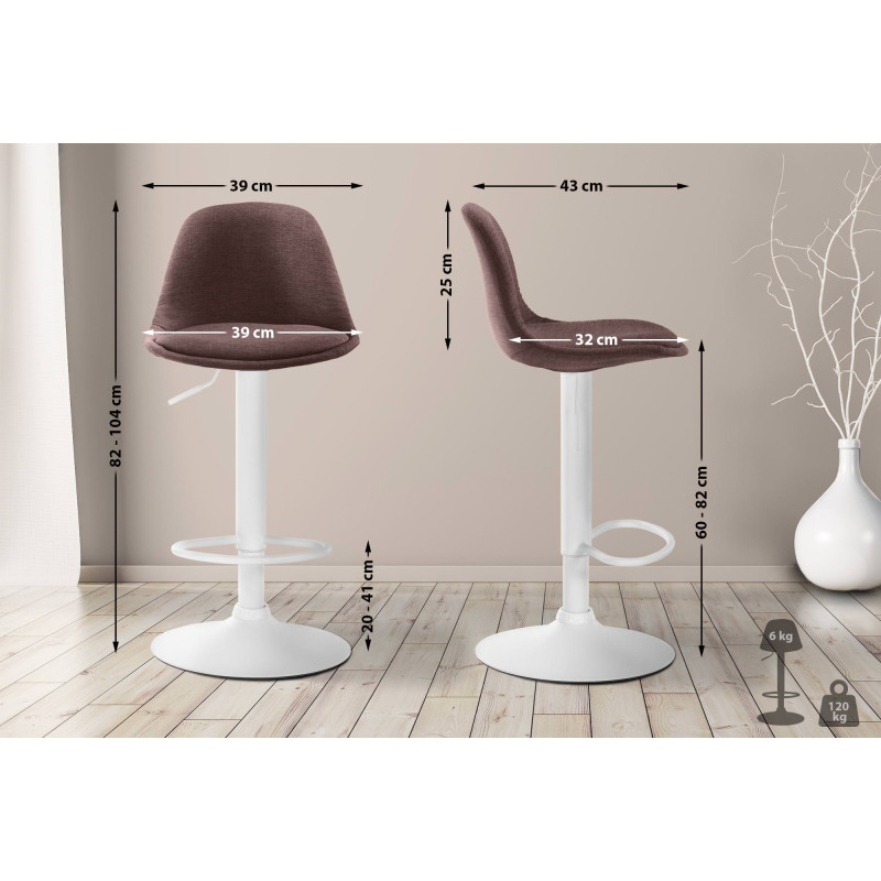 Tabouret de bar Kiel en tissu brun