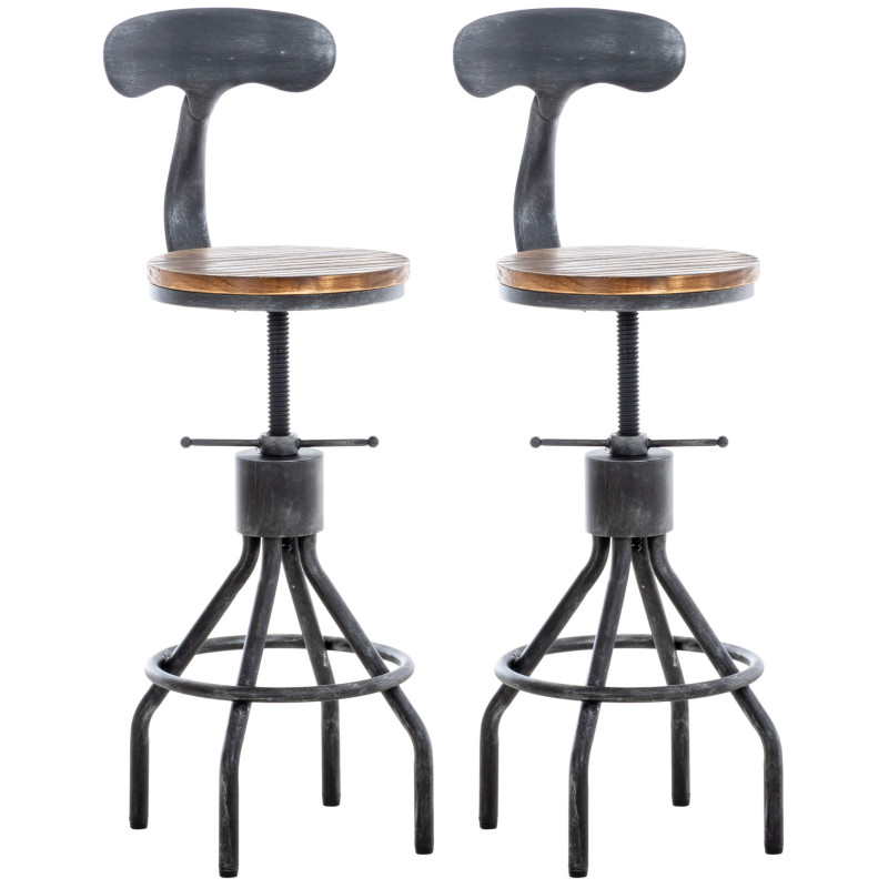 Ensemble de 2 tabourets de bar Hanam argent antique