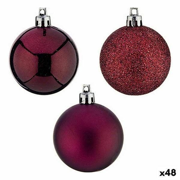 Lot de boules de Noël Violet Plastique 5 x 6 x 5 cm (48 Unités)