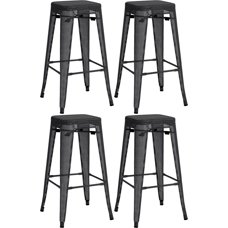 Ensemble de 4 tabourets de bar Fletcher noir