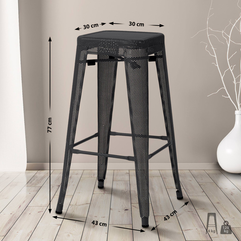 Ensemble de 4 tabourets de bar Fletcher noir