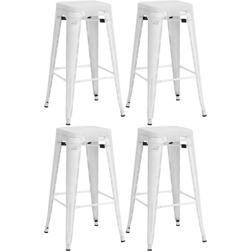 Ensemble de 4 tabourets de bar Fletcher blanc