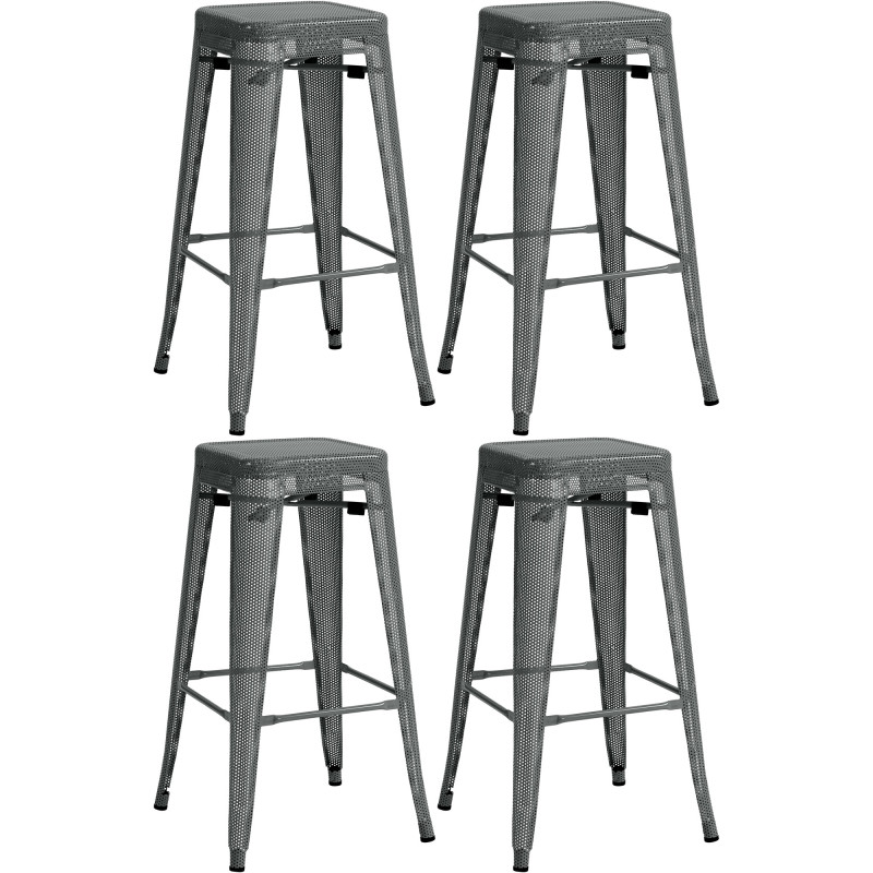 Ensemble de 4 tabourets de bar Fletcher gris