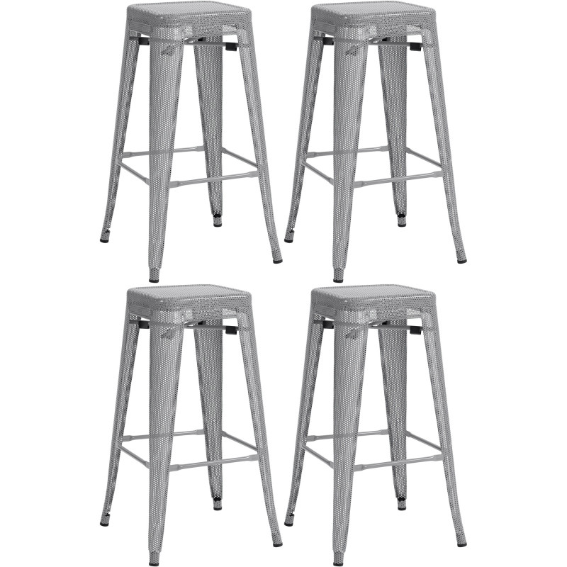 Ensemble de 4 tabourets de bar Fletcher argent