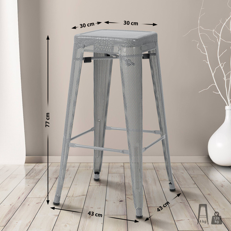 Ensemble de 4 tabourets de bar Fletcher argent