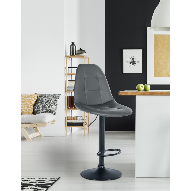 Tabouret de bar Elmore simili cuir B gris
