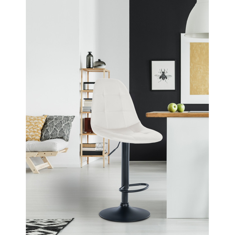 Tabouret de bar Elmore simili cuir B blanc