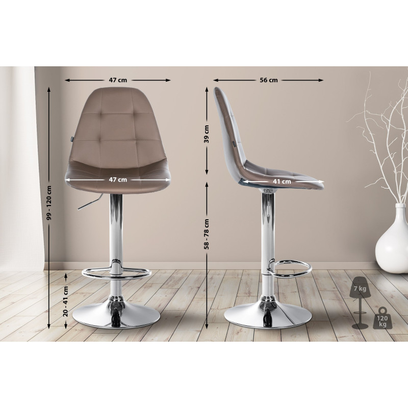 Tabouret de bar Elmore simili cuir C brun