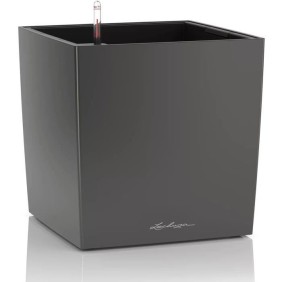 Pot de fleur LECHUZA Cube Premium 50 - kit complet, anthracite métallisé