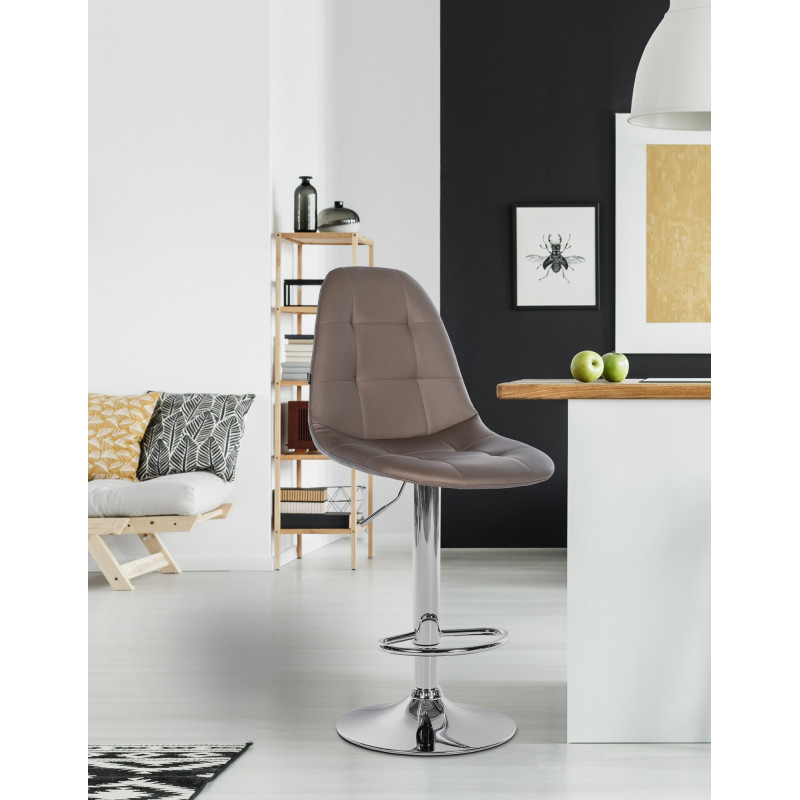 Tabouret de bar Elmore simili cuir C brun