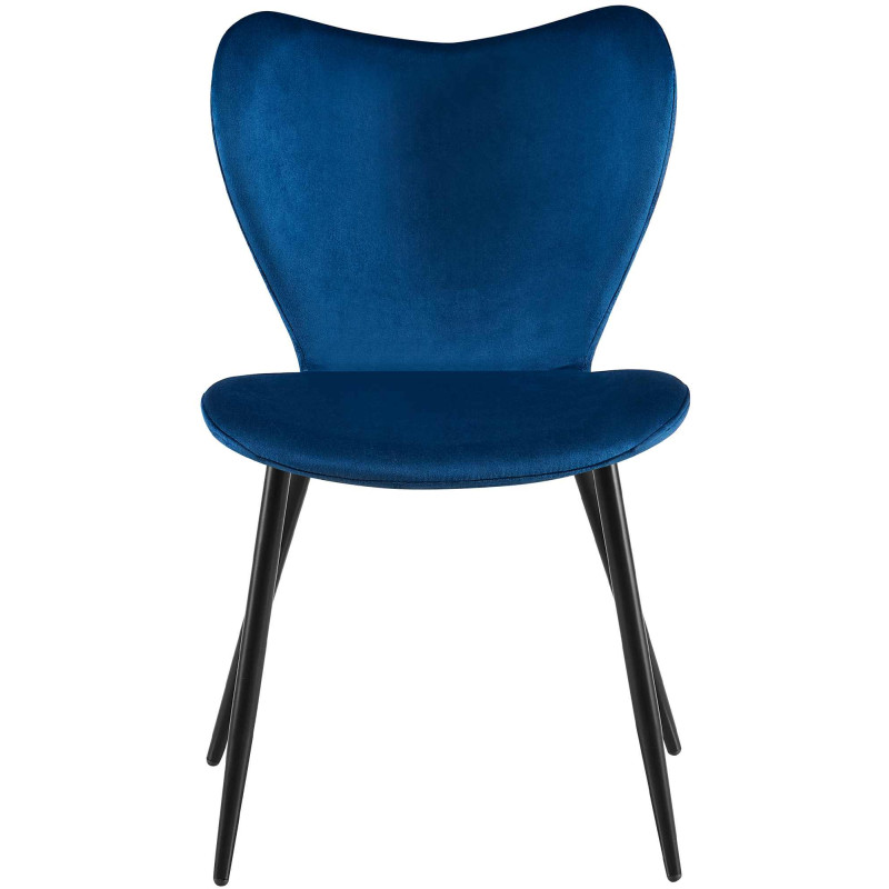 Chaise de salle à manger Maika en velours bleu foncé